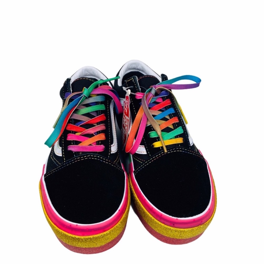 Vans Old Skool Stacked Glitter Rainbow Women’s Size 7 Sneakers - Picture 2 of 15